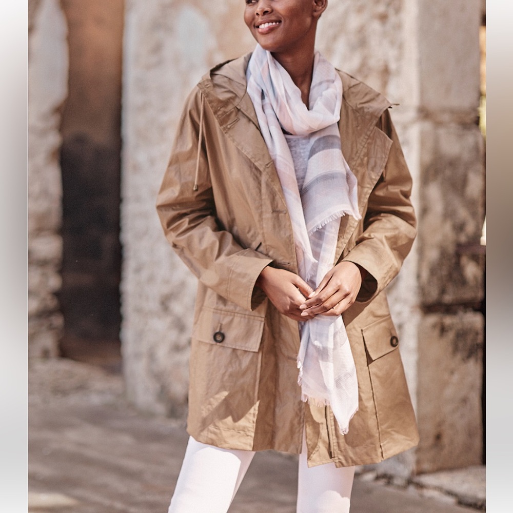 GARNET HILL - Coated-Linen Hooded Coat